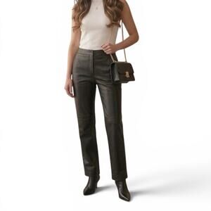 Malo Italian leather high rise straight leg trousers women's size IT 44